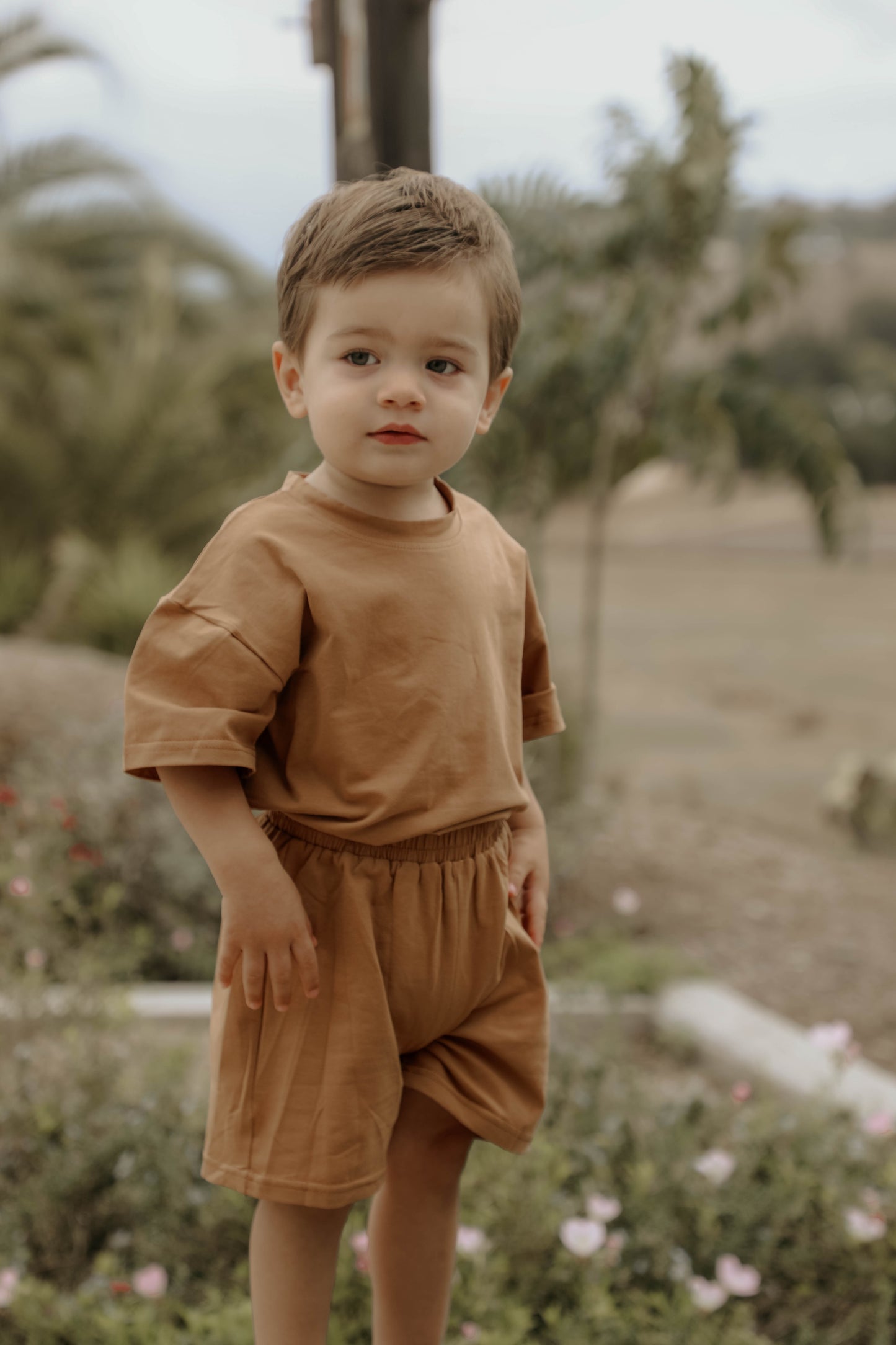 T-Shirt & Shorts Set - Feather Grey & Taupe