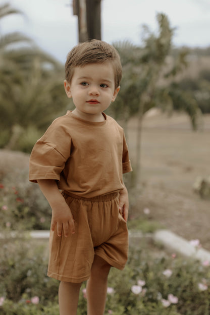 T-Shirt & Shorts Set - Feather Grey & Taupe