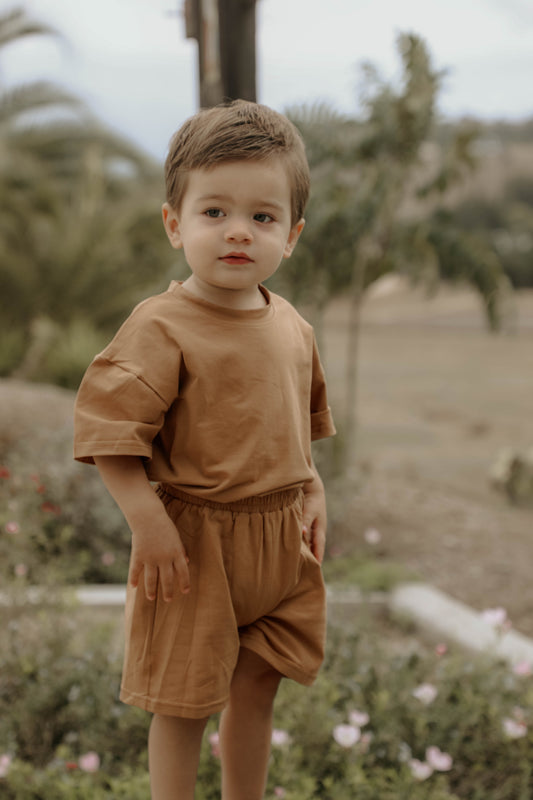 T-Shirt & Shorts Set - Feather Grey & Taupe